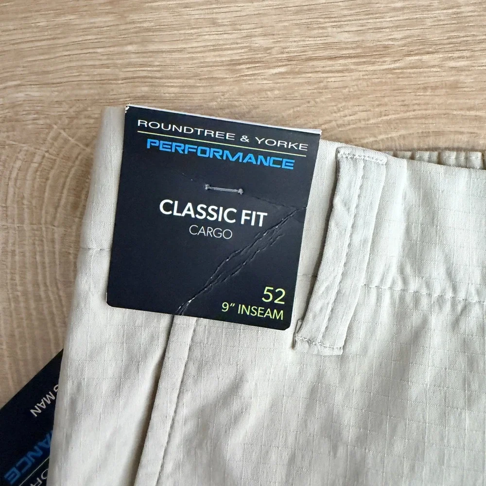 Roundtree & Yorke Performance Cargo Shorts‎ Mens 52 Stone Ripstop 9